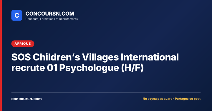 Illustration de l’article : SOS Children’s Villages International recrute 01 Psychologue (H/F)