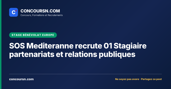 Illustration de l’article : SOS Mediteranne recrute 01 Stagiaire partenariats et relations publiques