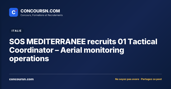 Illustration de l’article : SOS MEDITERRANEE recruits 01 Tactical Coordinator – Aerial monitoring operations