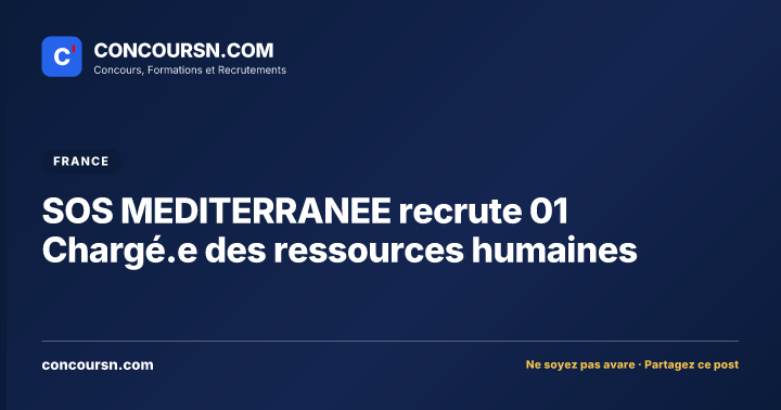 Illustration de l’article : SOS MEDITERRANEE recrute 01 Chargé.e des ressources humaines