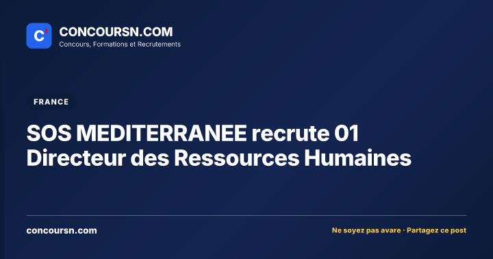 Illustration de l’article : SOS MEDITERRANEE recrute 01 Directeur des Ressources Humaines