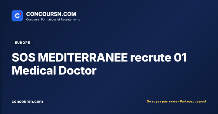 Illustration de l’article : SOS MEDITERRANEE recrute 01 Medical Doctor
