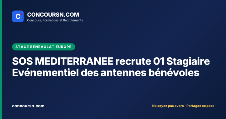 Illustration de l’article : SOS MEDITERRANEE recrute 01 Stagiaire Evénementiel des antennes bénévoles