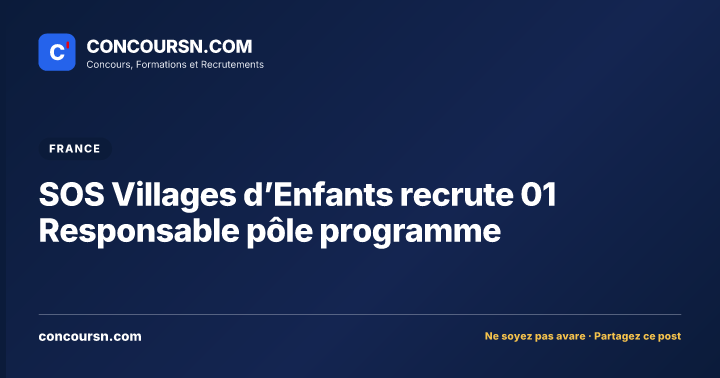Illustration de l’article : SOS Villages d’Enfants recrute 01 Responsable pôle programme