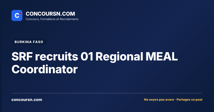 Illustration de l’article : SRF recruits 01 Regional MEAL Coordinator