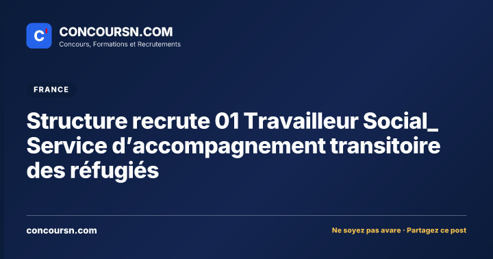 Structure recrute 01 Travailleur Social_ Service d’accompagnement transitoire des réfugiés