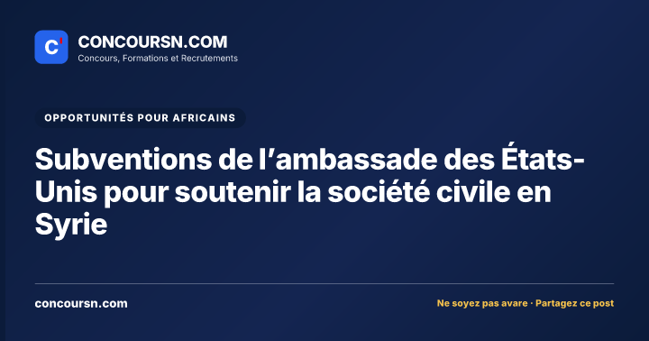 Illustration de l’article : Subventions de l’ambassade des États-Unis pour soutenir la société civile en Syrie