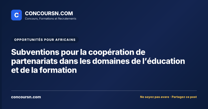 Subventions pour la coopération de partenariats dans les domaines de l’éducation et de la formation