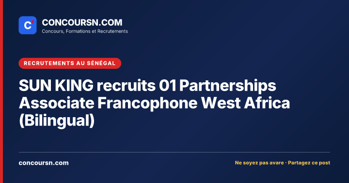 Illustration de l’article : SUN KING recruits 01 Partnerships Associate Francophone West Africa (Bilingual)