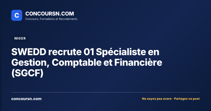 Illustration de l’article : SWEDD recrute 01 Spécialiste en Gestion, Comptable et Financière (SGCF)