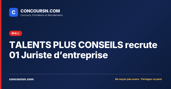 Illustration de l’article : TALENTS PLUS CONSEILS recrute 01 Juriste d’entreprise