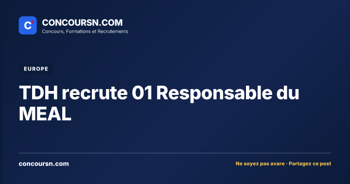 Illustration de l’article : TDH recrute 01 Responsable du MEAL