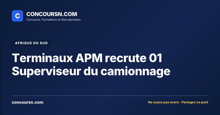Illustration de l’article : Terminaux APM recrute 01 Superviseur du camionnage