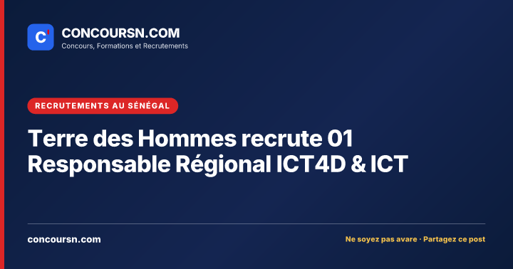 Illustration de l’article : Terre des Hommes recrute 01 Responsable Régional ICT4D & ICT