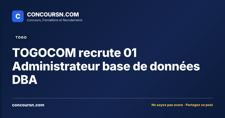 Illustration de l’article : TOGOCOM recrute 01 Administrateur base de données DBA