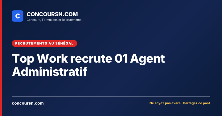 Illustration de l’article : Top Work recrute 01 Agent Administratif
