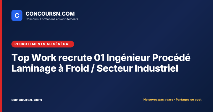 Illustration de l’article : Top Work recrute 01 Ingénieur Procédé Laminage à Froid / Secteur Industriel
