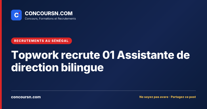 Illustration de l’article : Topwork recrute 01 Assistante de direction bilingue