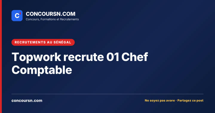 Illustration de l’article : Topwork recrute 01 Chef Comptable
