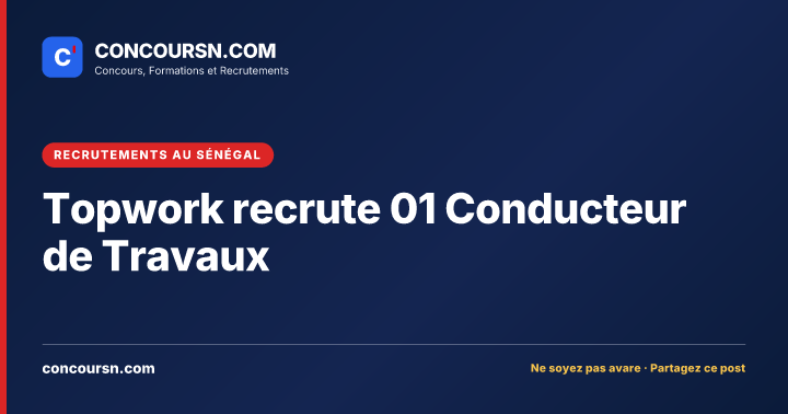Illustration de l’article : Topwork recrute 01 Conducteur de Travaux