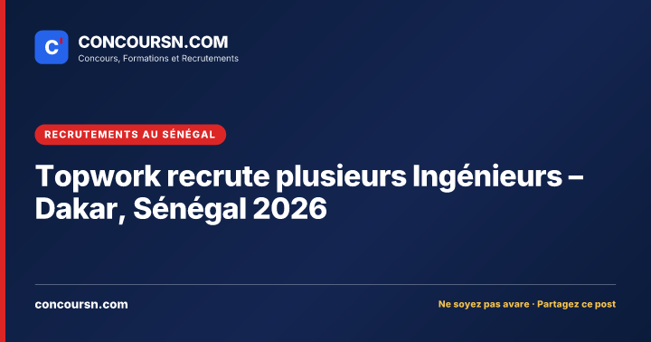 Illustration de l’article : Topwork recrute plusieurs Ingénieurs – Dakar, Sénégal 2026