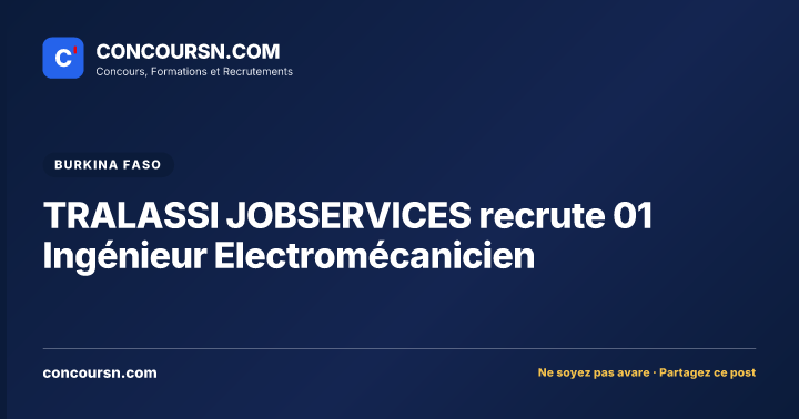 Illustration de l’article : TRALASSI JOBSERVICES recrute 01 Ingénieur Electromécanicien