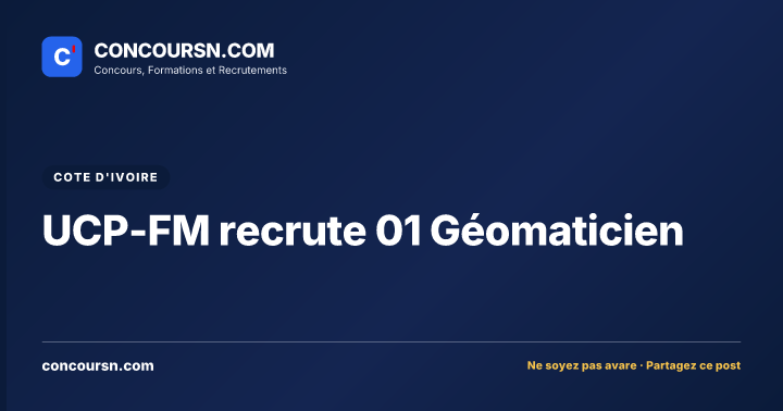 Illustration de l’article : UCP-FM recrute 01 Géomaticien