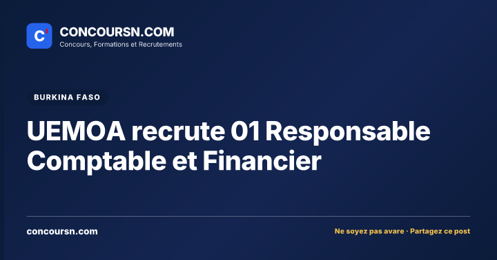 Illustration de l’article : UEMOA recrute 01 Responsable Comptable et Financier