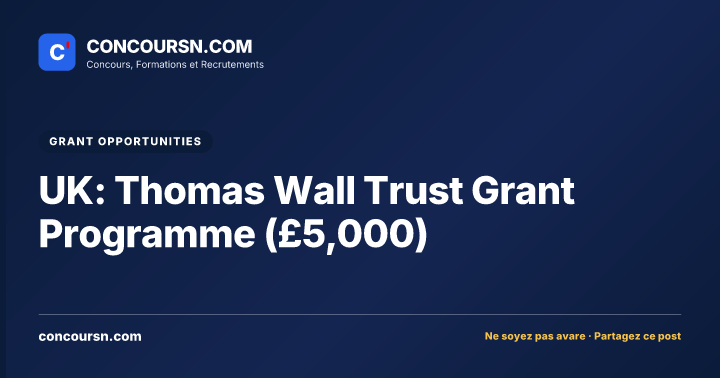 Illustration de l’article : UK: Thomas Wall Trust Grant Programme (£5,000)