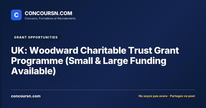 Illustration de l’article : UK: Woodward Charitable Trust Grant Programme (Small & Large Funding Available)