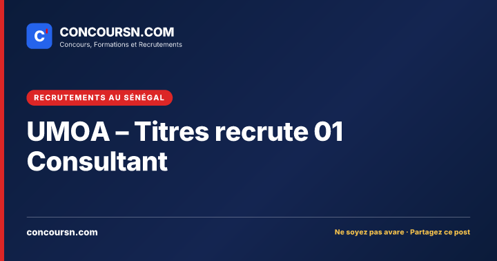 Illustration de l’article : UMOA – Titres recrute 01 Consultant