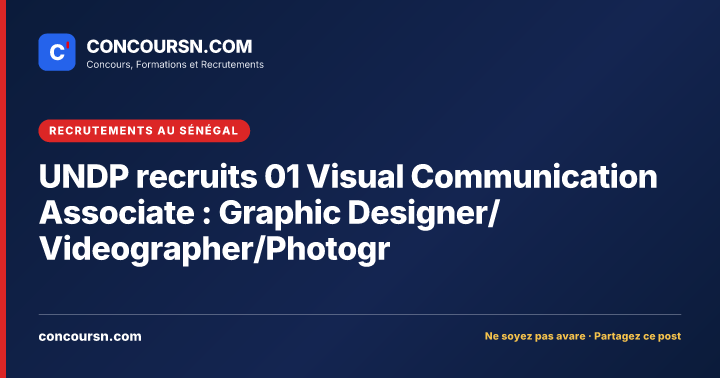 Illustration de l’article : UNDP recruits 01 Visual Communication Associate : Graphic Designer/Videographer/Photogr