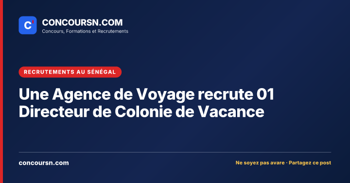 Illustration de l’article : Une Agence de Voyage recrute 01 Directeur de Colonie de Vacance