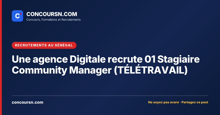 Illustration de l’article : Une agence Digitale recrute 01 Stagiaire Community Manager (TÉLÉTRAVAIL)