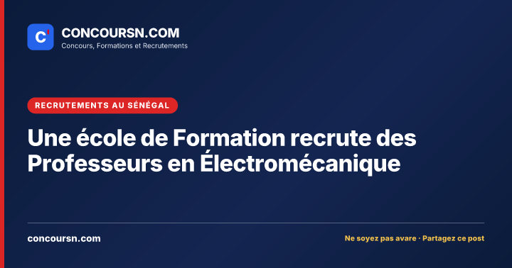 Illustration de l’article : Une école de Formation recrute des Professeurs en Électromécanique