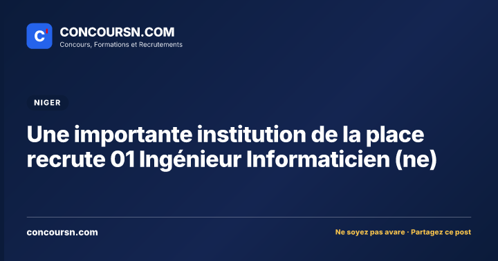 Illustration de l’article : Une importante institution de la place recrute 01 Ingénieur Informaticien (ne)