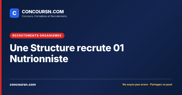Illustration de l’article : Une Structure recrute 01 Nutrionniste