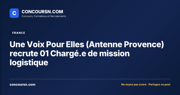 Illustration de l’article : Une Voix Pour Elles (Antenne Provence) recrute 01 Chargé.e de mission logistique