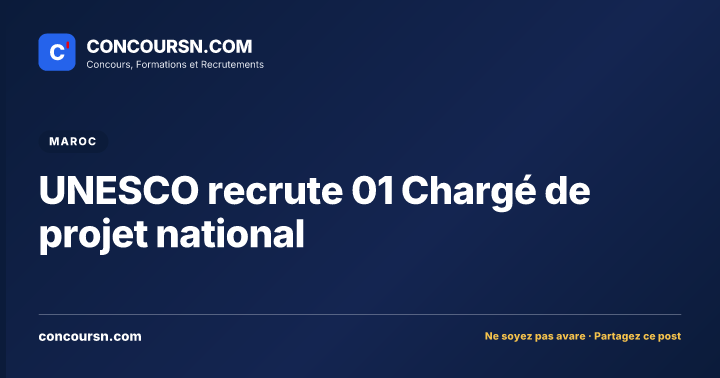 Illustration de l’article : UNESCO recrute 01 Chargé de projet national