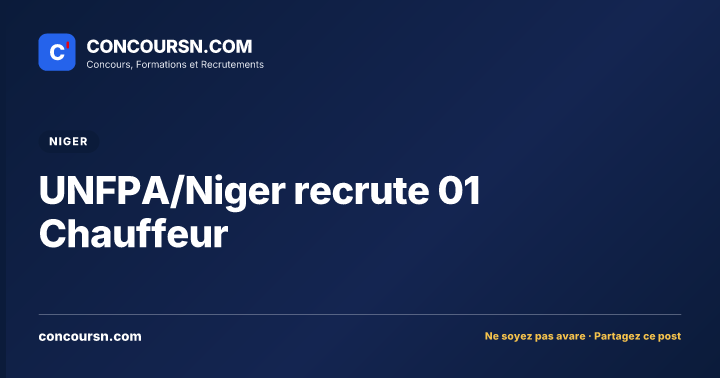 Illustration de l’article : UNFPA/Niger recrute 01 Chauffeur