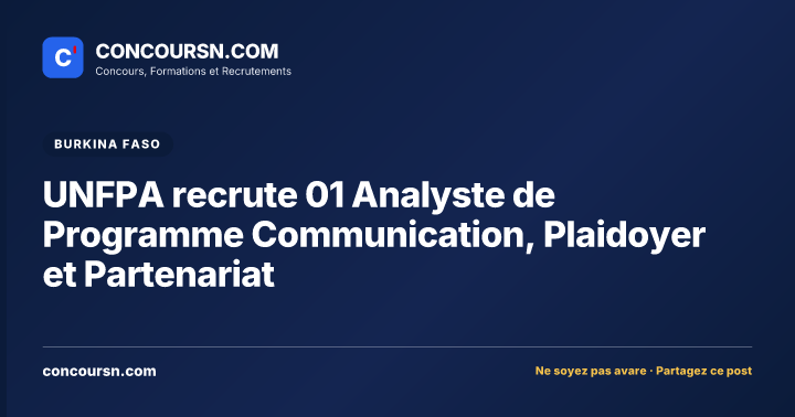 Illustration de l’article : UNFPA recrute 01 Analyste de Programme Communication, Plaidoyer et Partenariat