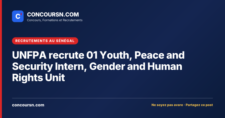 Illustration de l’article : UNFPA recrute 01 Youth, Peace and Security Intern, Gender and Human Rights Unit