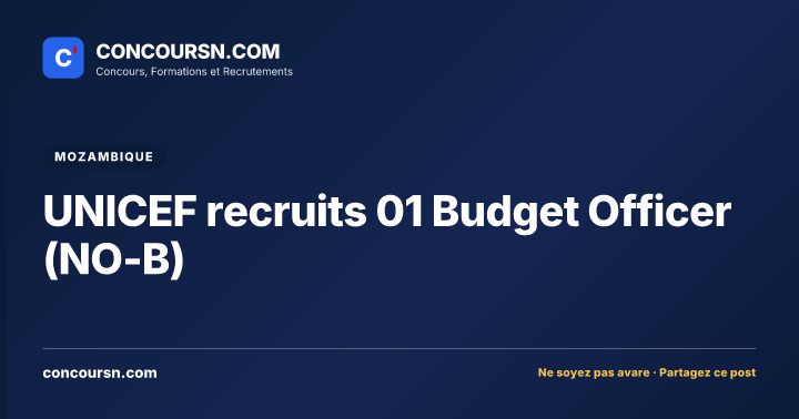 UNICEF recruits 01 Budget Officer (NO-B)
