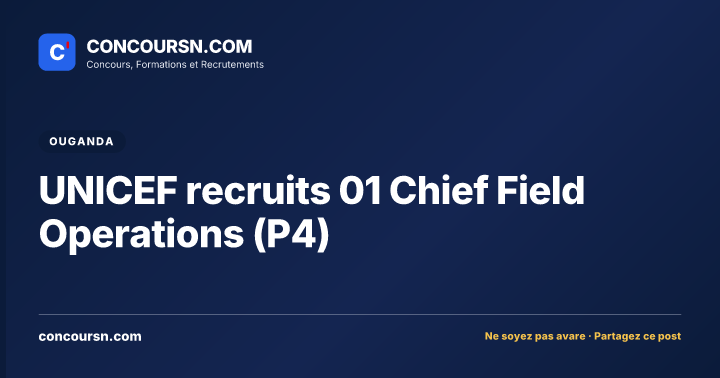 Illustration de l’article : UNICEF recruits 01 Chief Field Operations (P4)