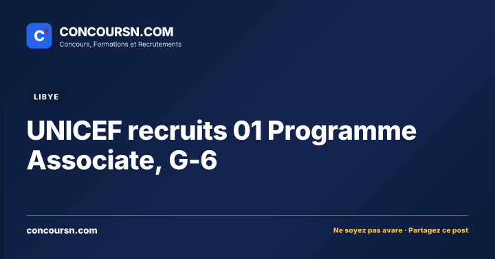 UNICEF recruits 01 Programme Associate, G-6