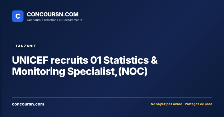 Illustration de l’article : UNICEF recruits 01 Statistics & Monitoring Specialist,(NOC)