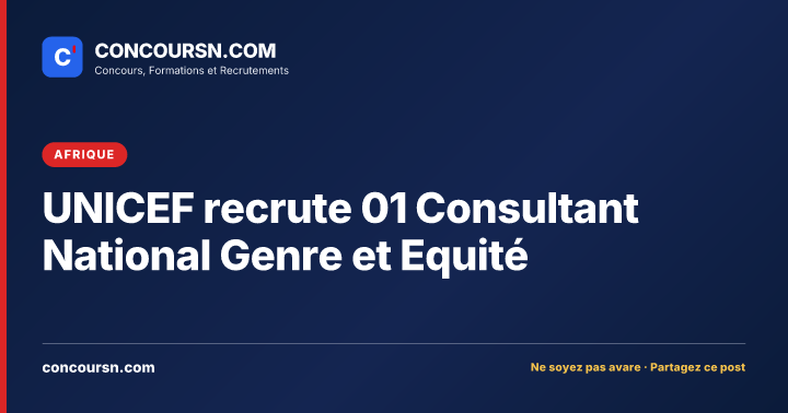Illustration de l’article : UNICEF recrute 01 Consultant National Genre et Equité
