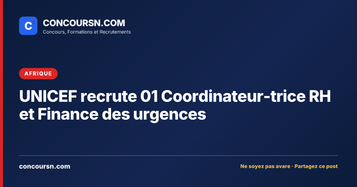 Illustration de l’article : UNICEF recrute 01 Coordinateur-trice RH et Finance des urgences