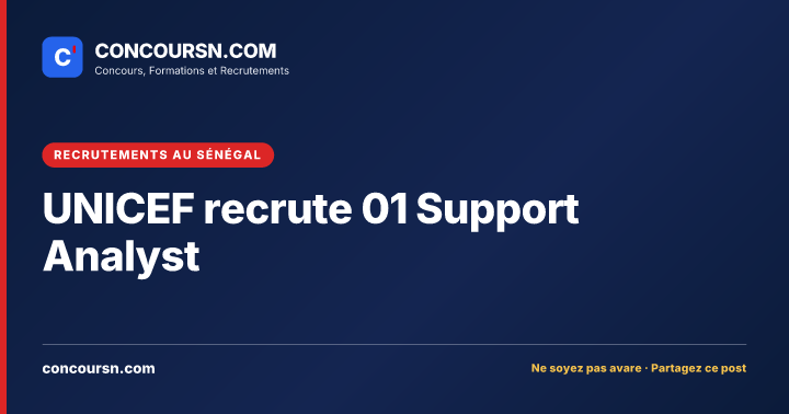 Illustration de l’article : UNICEF recrute 01 Support Analyst