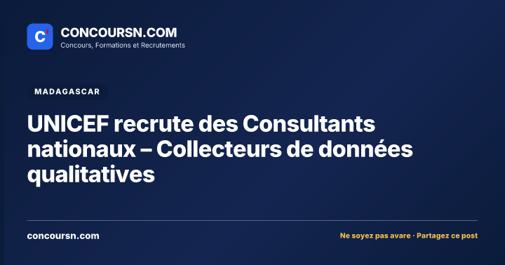 Illustration de l’article : UNICEF recrute des Consultants nationaux – Collecteurs de données qualitatives